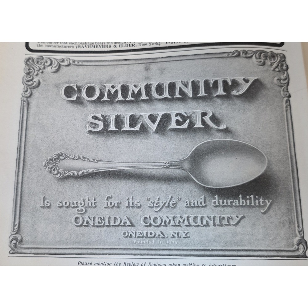 Vintage 1903 Oneida Community Silver Print Ad Antique Flatware Spoon Art 1900s